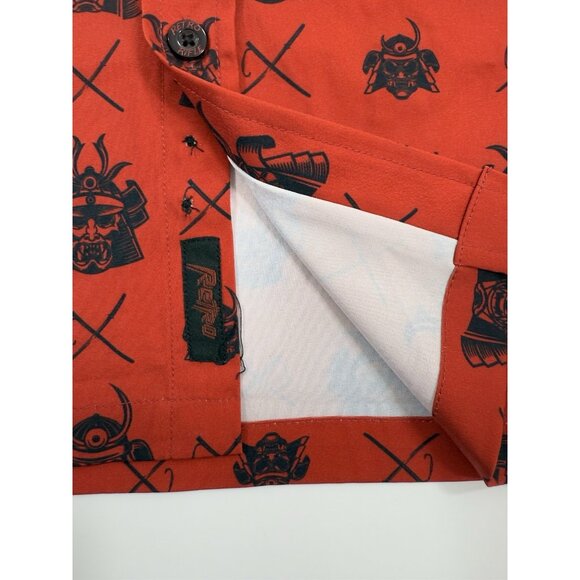 Retro Rifle McDojoLife Mens Shirt Red Samurai All Over Size Large Button Down - Picture 8 of 13